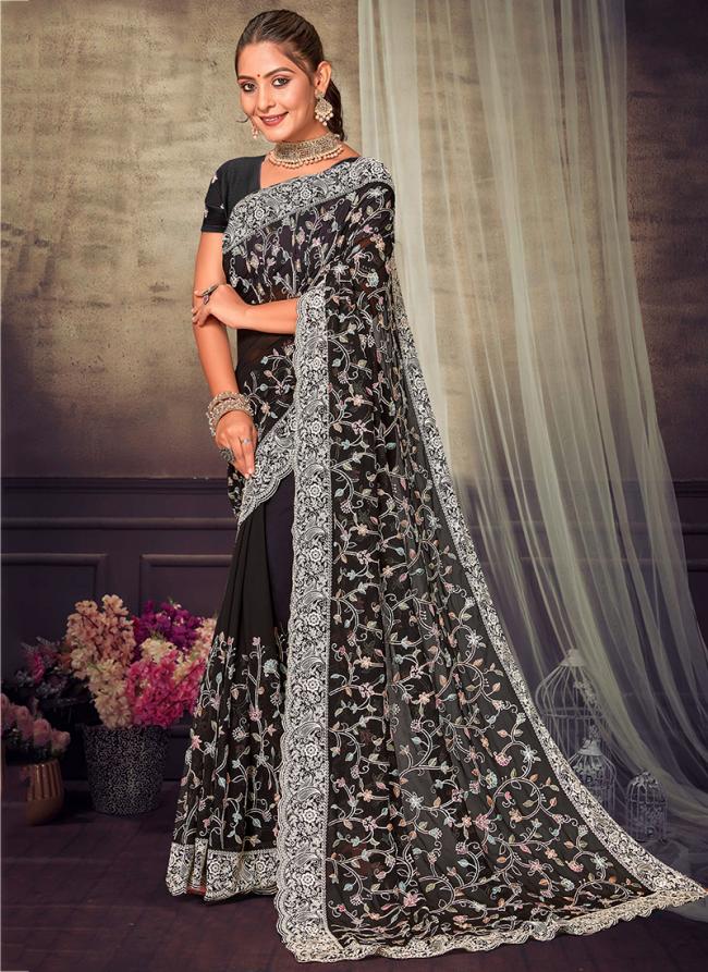 Buy Lavender Georgette Festival Wear Chikankari Saree Online From Wholesale Salwar