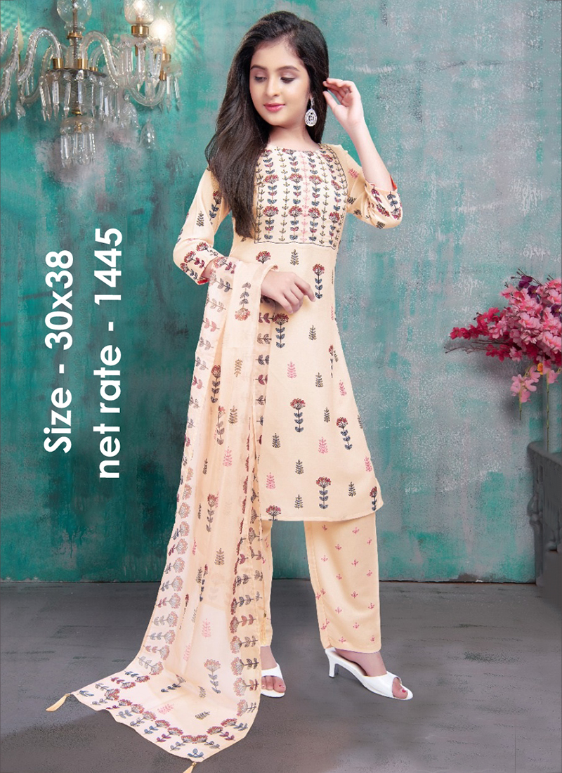 Navy Blue And Deep Pink Patola Print Designer Dhoti Style Salwar Suit |  Dresses kids girl, Kids blouse designs, Girl suits