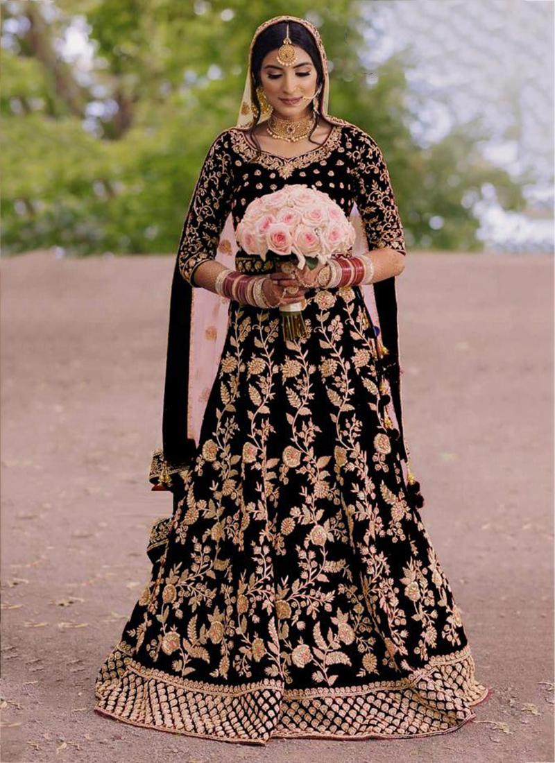 Black georgette heavy embroidered wedding lehenga choli | Wedding lehenga  designs, Lehenga for girls, Indian bridal outfits
